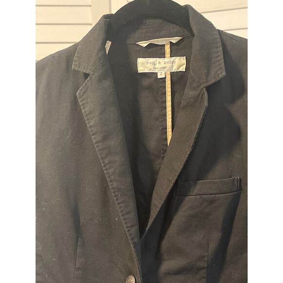 rag & bone Nancy Fitted Cotton Blazer Black Size 2 - Picture 9 of 11